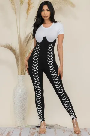 LACE UP JUMPSUIT