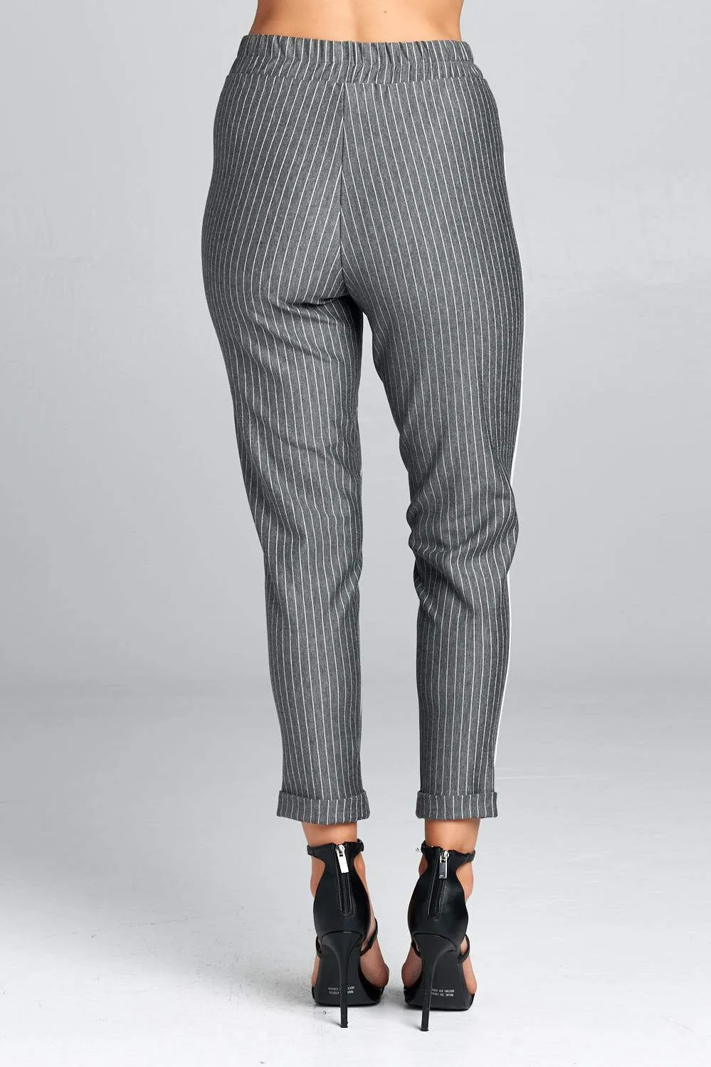 Ladies High Waist Striped Pants