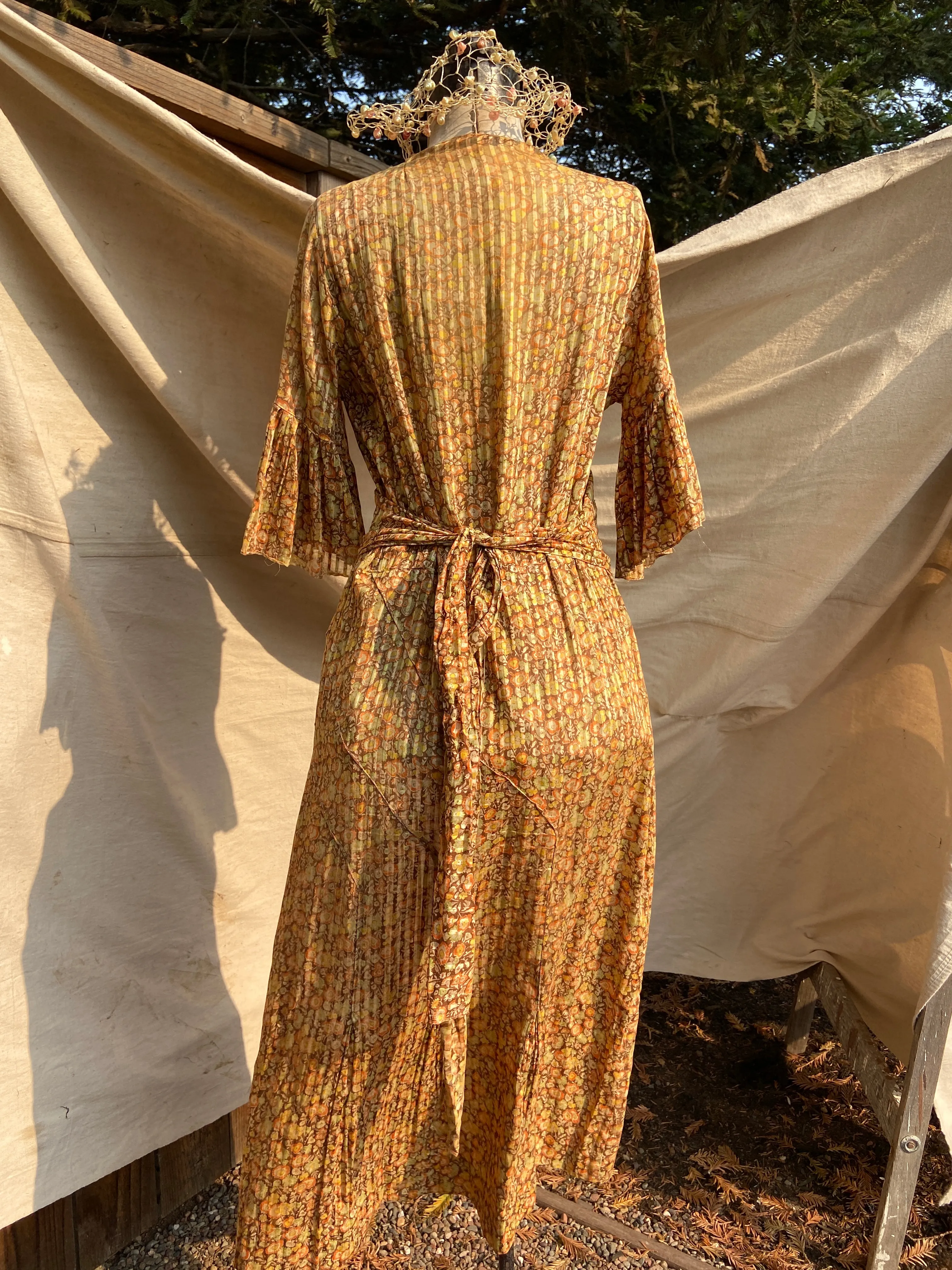 Late 1920s Autumnal Voile Day Dress