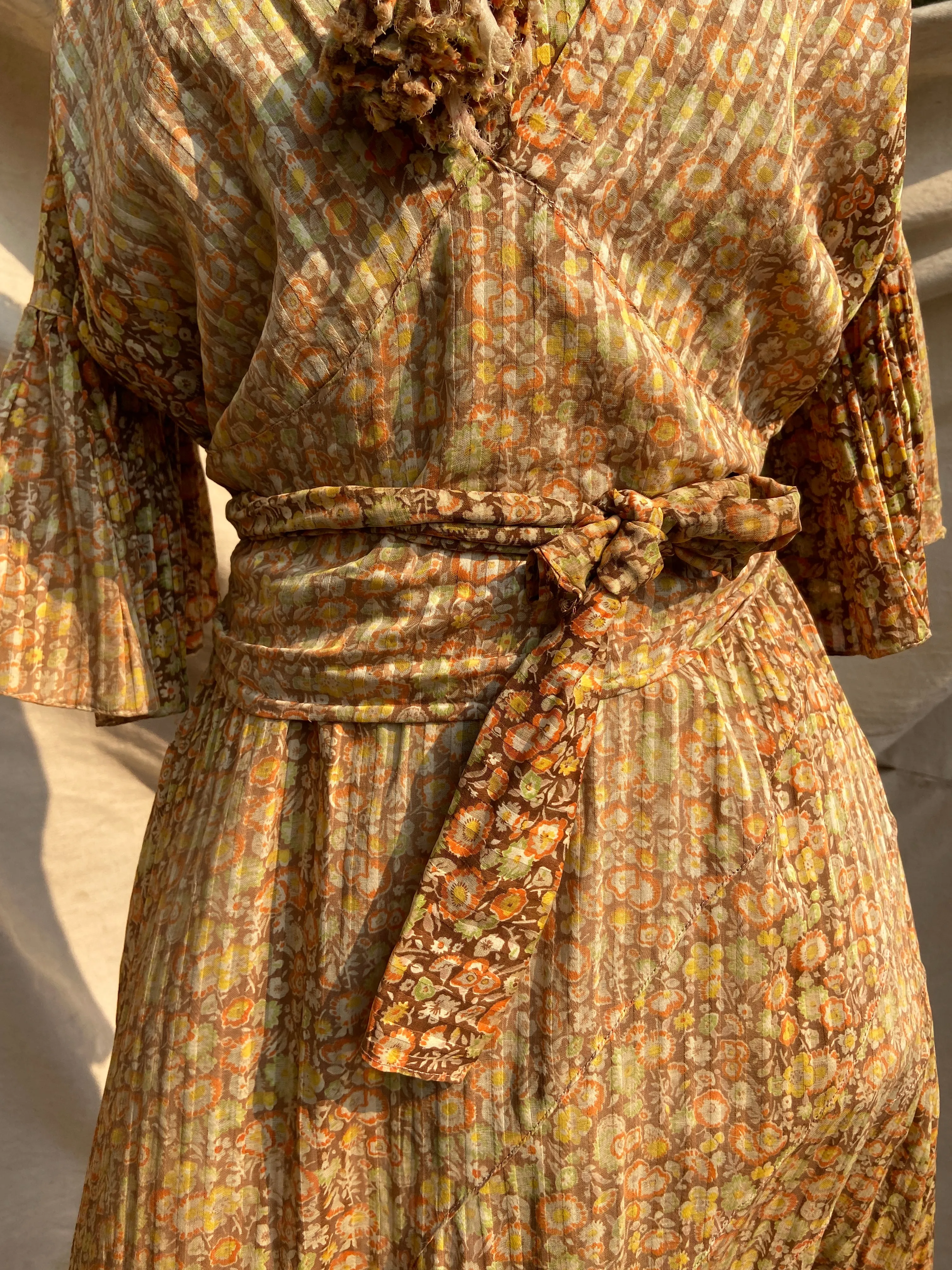 Late 1920s Autumnal Voile Day Dress