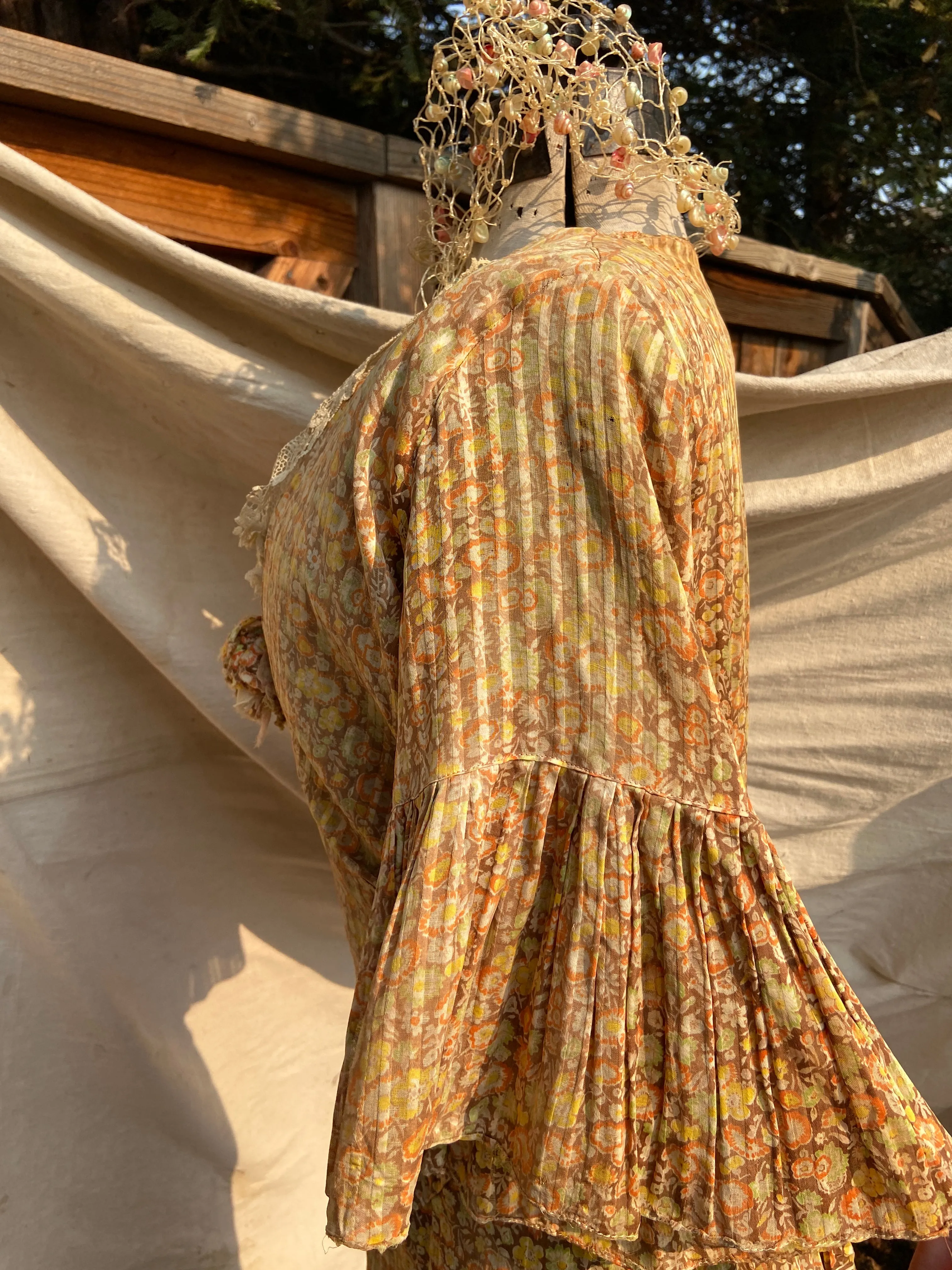 Late 1920s Autumnal Voile Day Dress