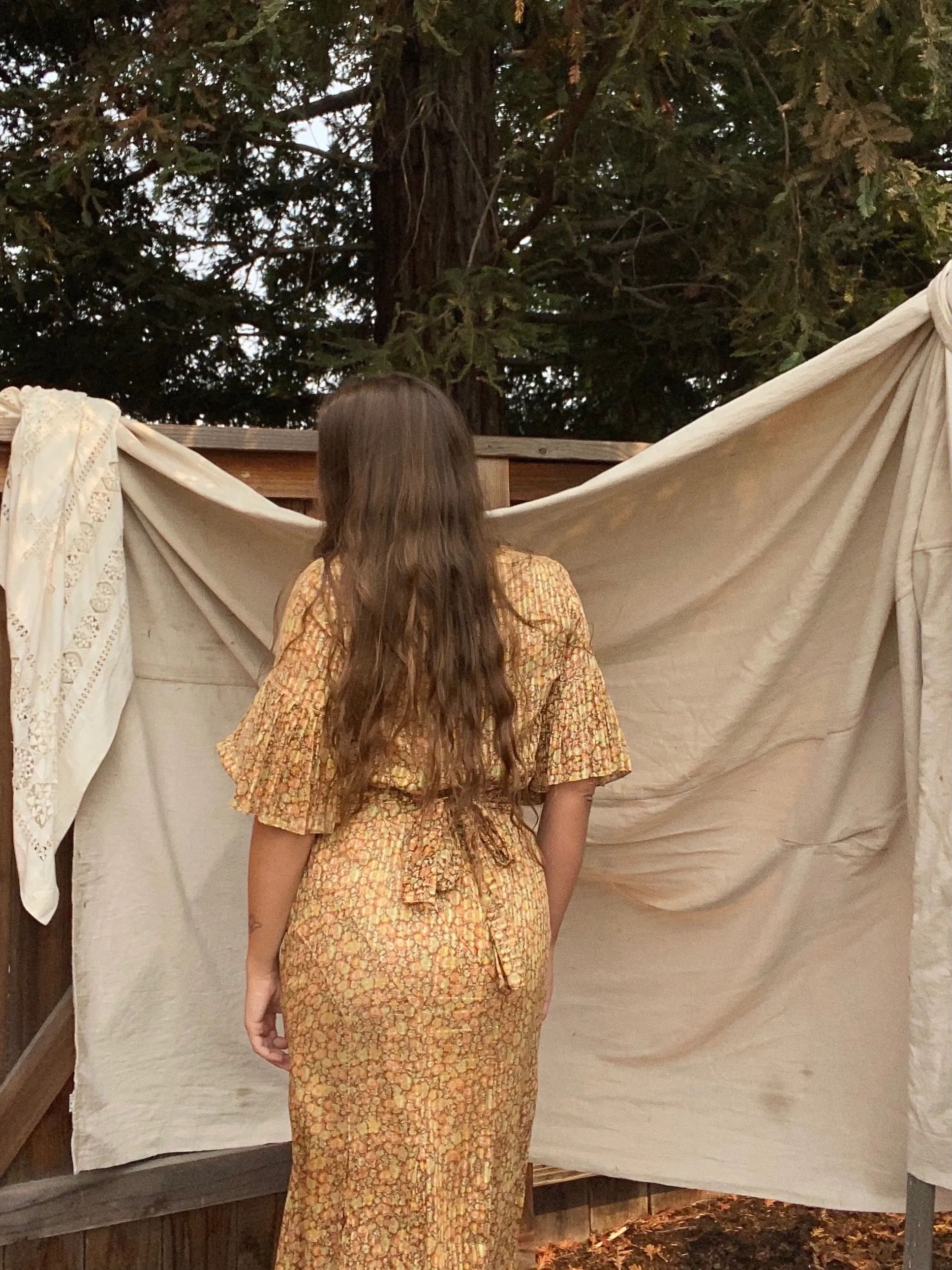 Late 1920s Autumnal Voile Day Dress