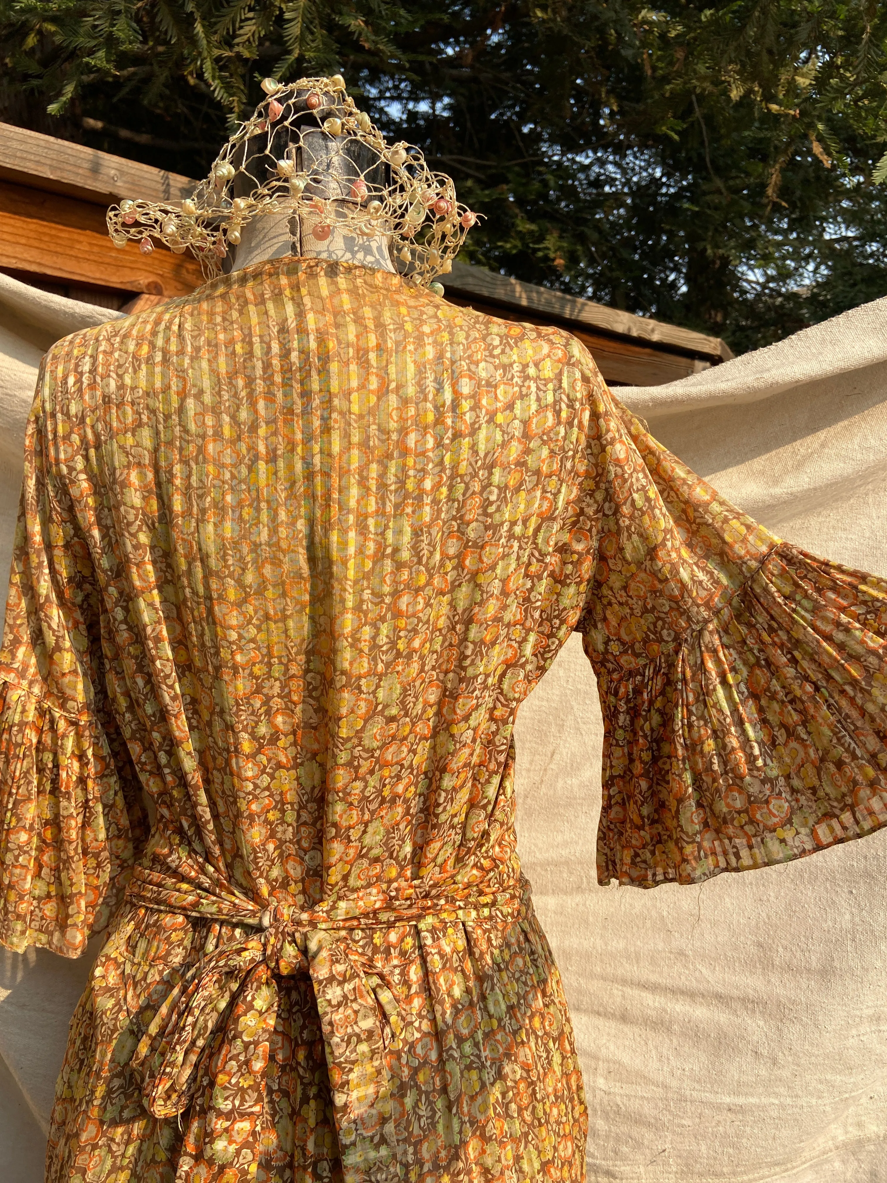 Late 1920s Autumnal Voile Day Dress