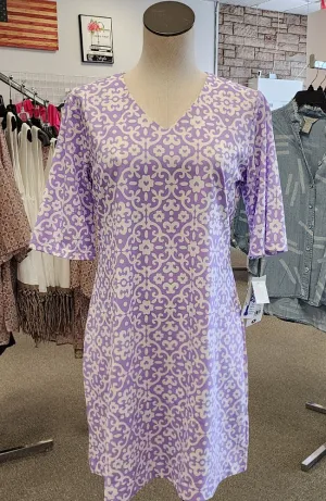 Lavendar Geometric Floral UPF 50  Travel Dress