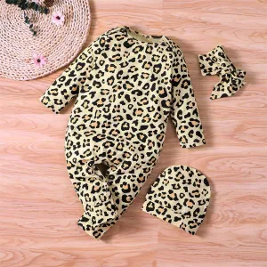 Leopard Jumpsuit With Hat and Headband 3PCS Set 9M-24M