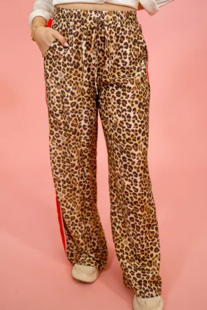 Leopard with Red Side Stripe Pants