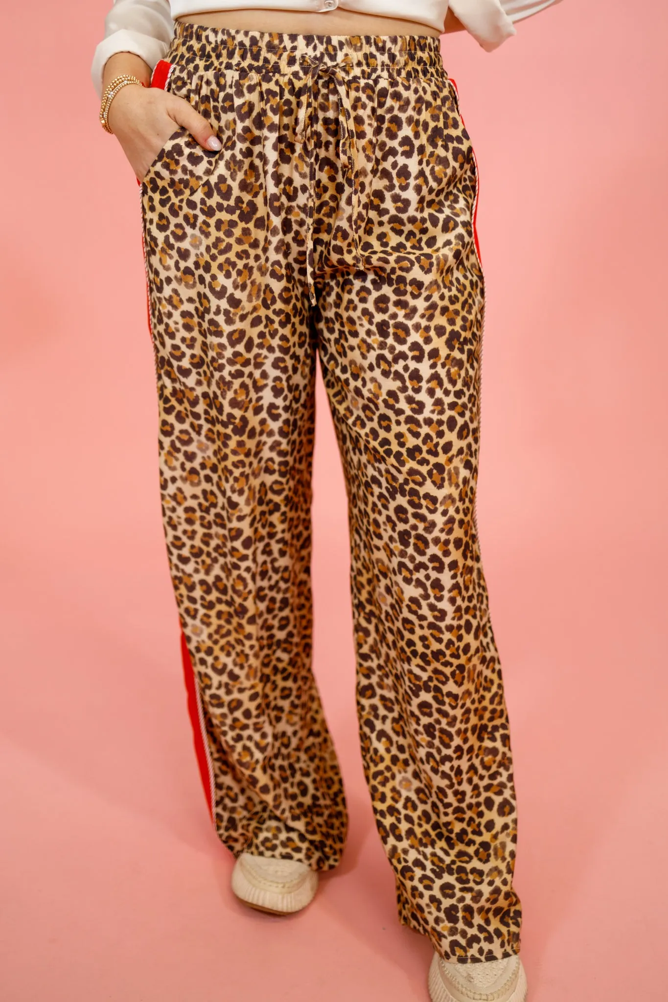 Leopard with Red Side Stripe Pants