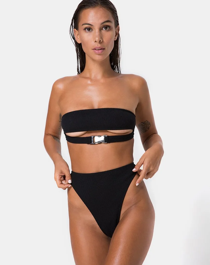 Lin Lin Bikini Bottom in Black with Silver Derlin