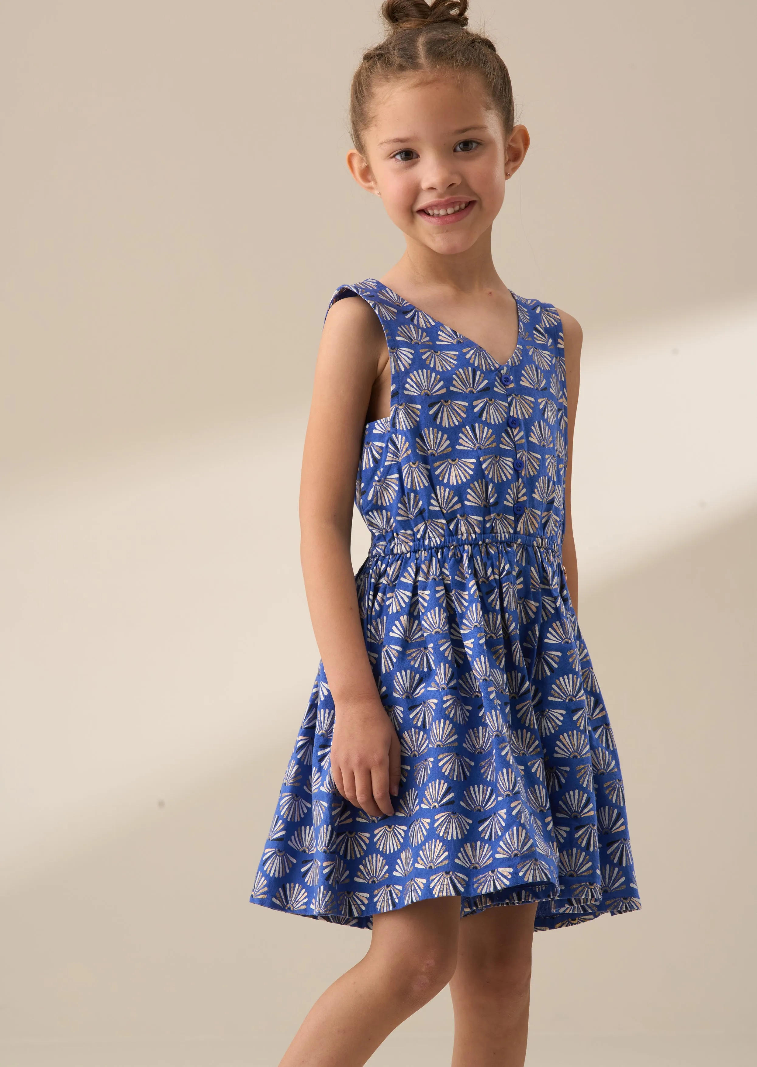 Lina Blue Printed Linen Playsuit