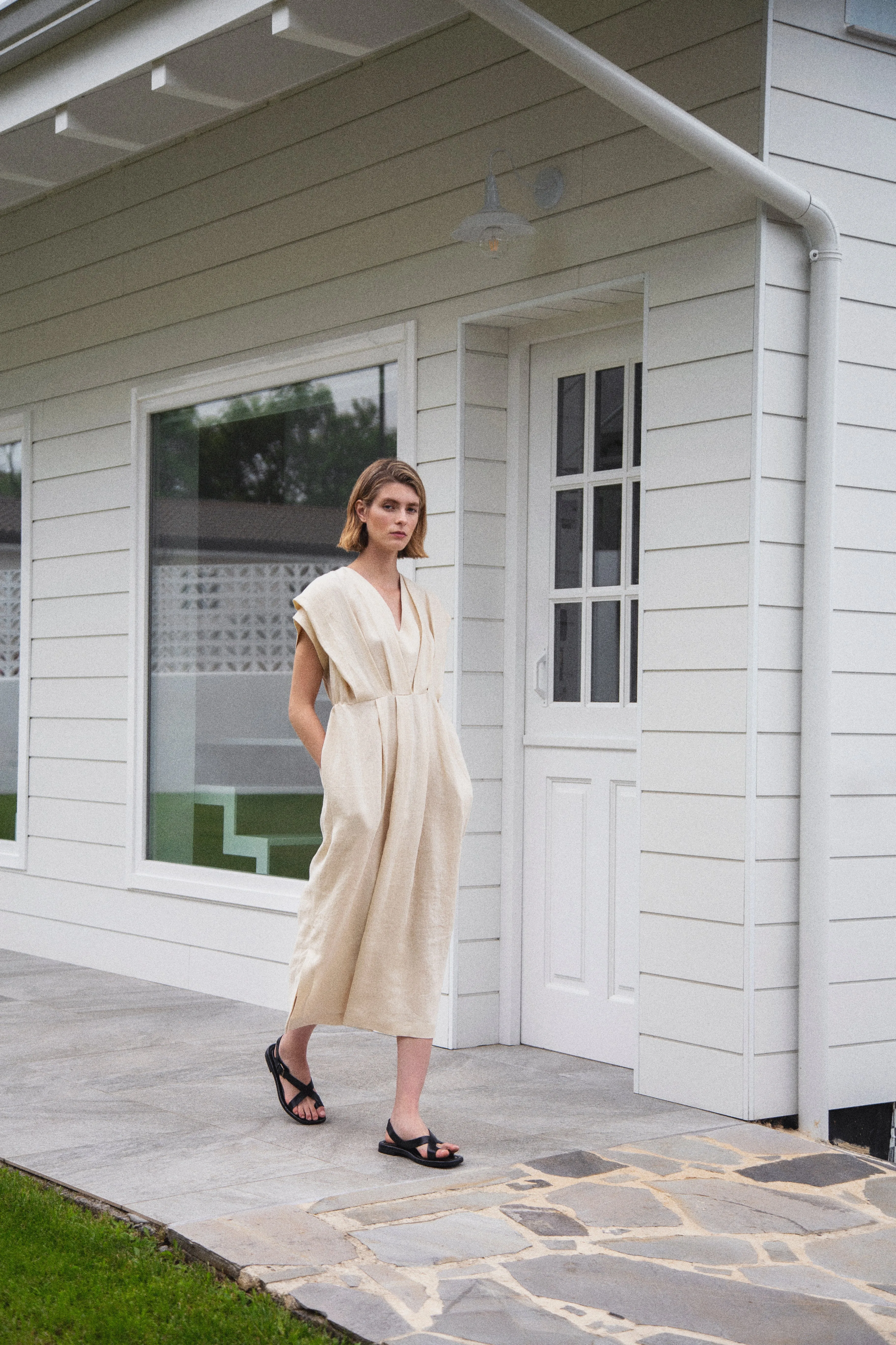 Linda Dress in Cream Linen