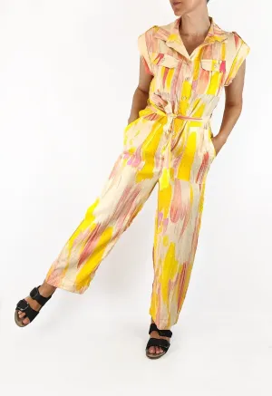 Little Lies painterly linen jumpsuit size 8 (as new with tags)