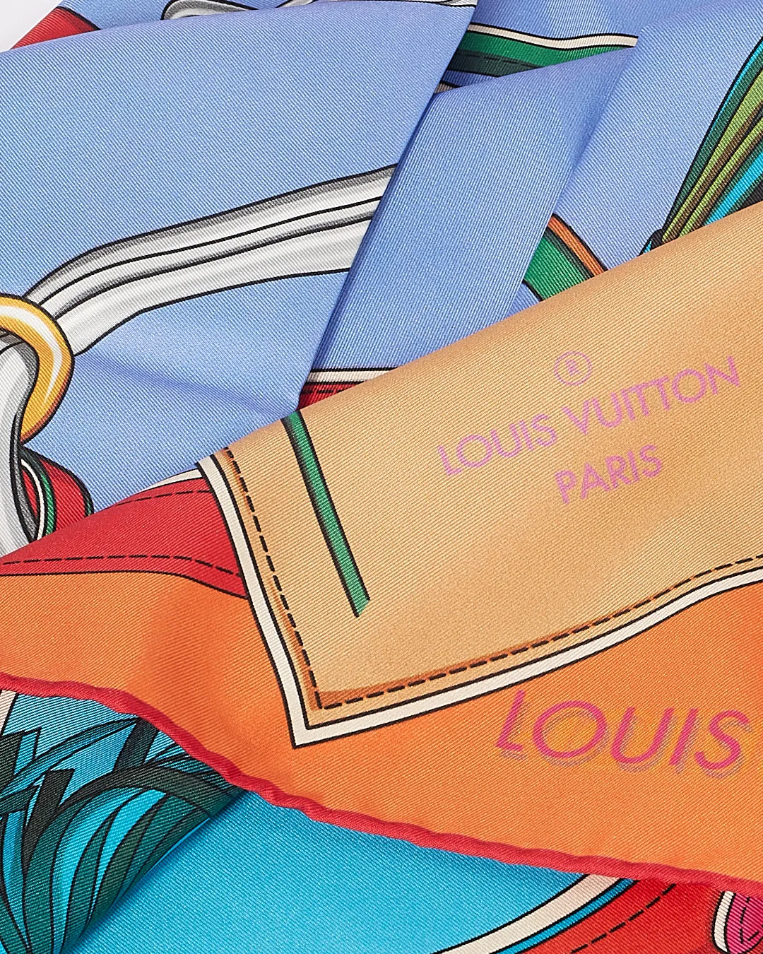 Louis Vuitton Orange/Purple/Red/Blue Reversible Silk Scarf