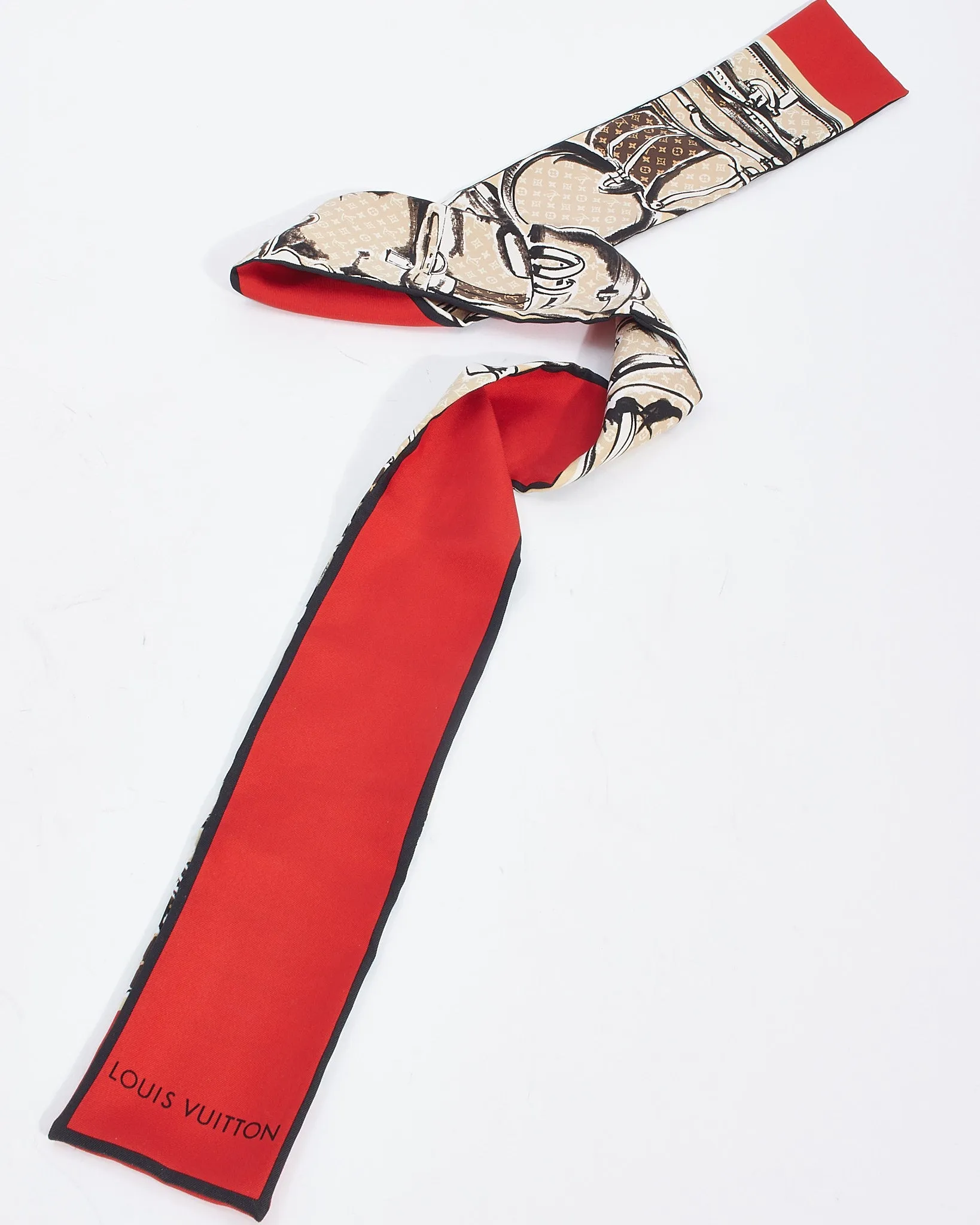 Louis Vuitton Red/Black Trunks Silk Bandeau