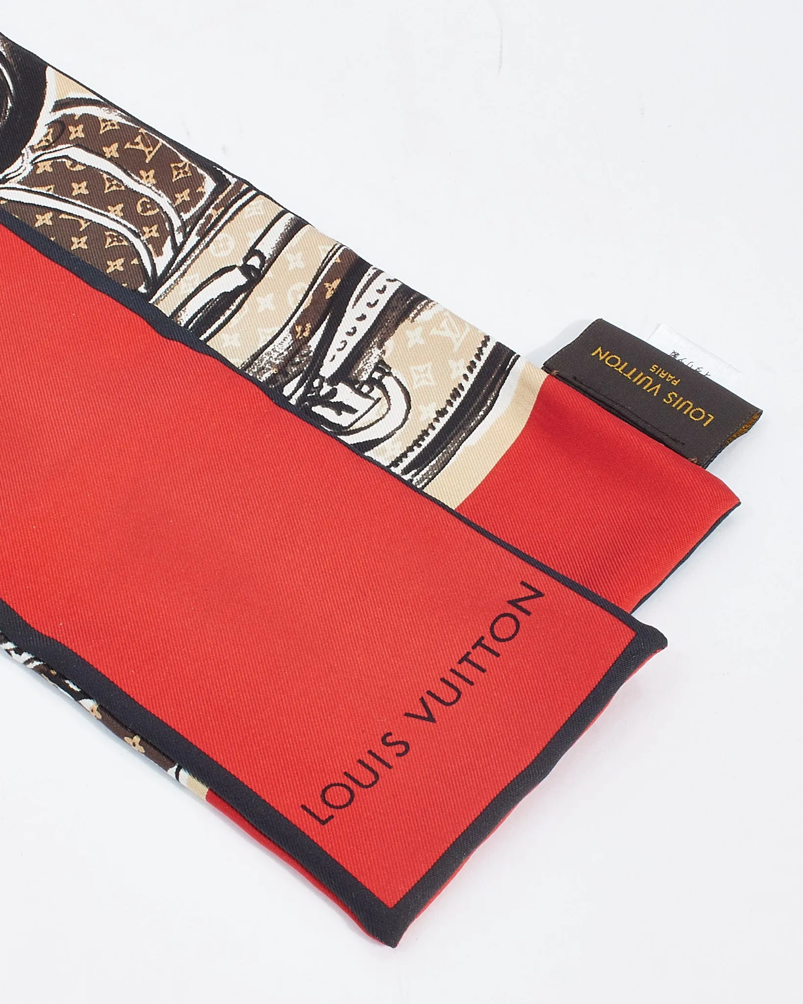 Louis Vuitton Red/Black Trunks Silk Bandeau