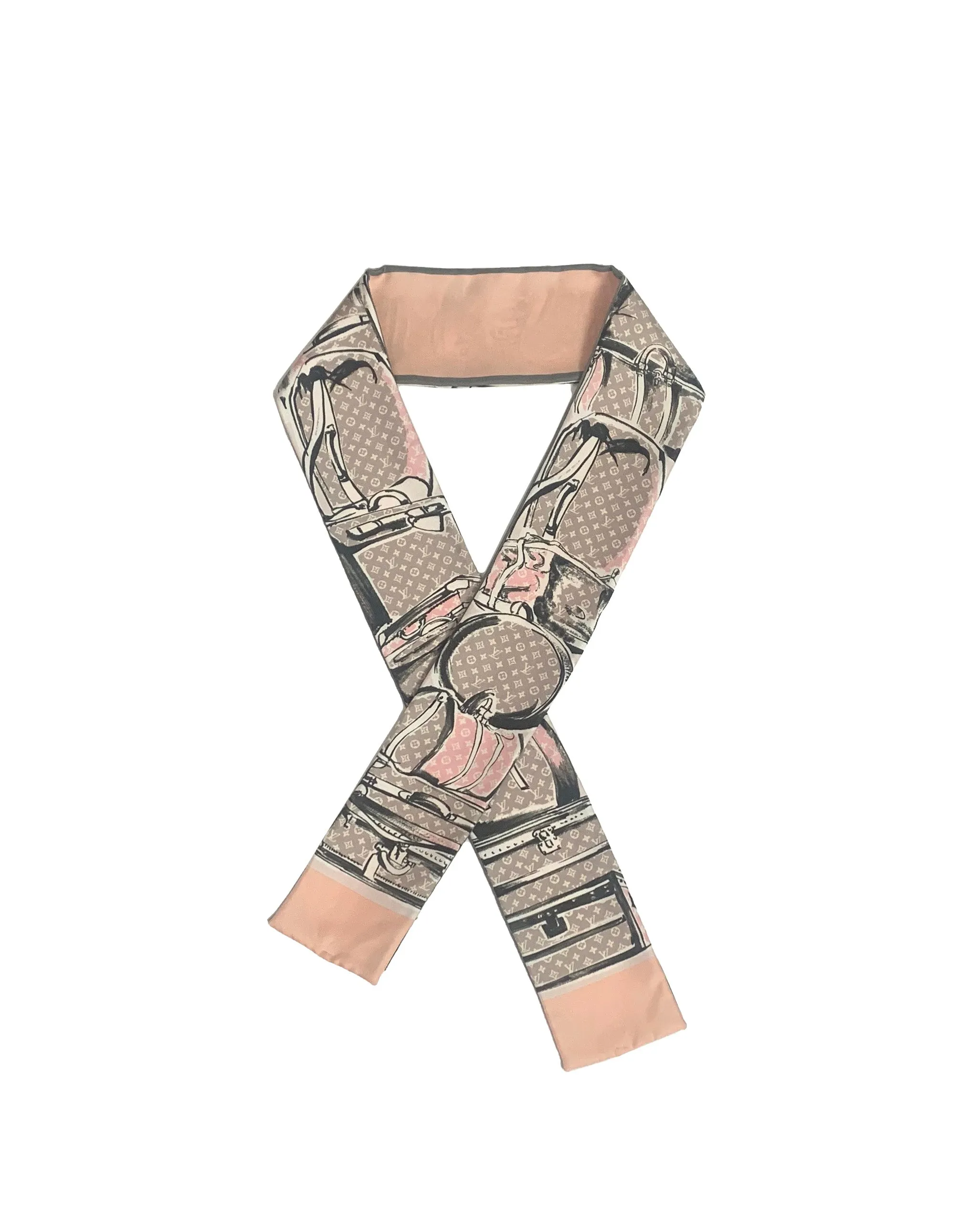Louis Vuitton Rose Poudre Monogram Trunks Bandeau Silk Neck Scarf