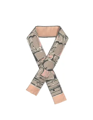 Louis Vuitton Rose Poudre Monogram Trunks Bandeau Silk Neck Scarf