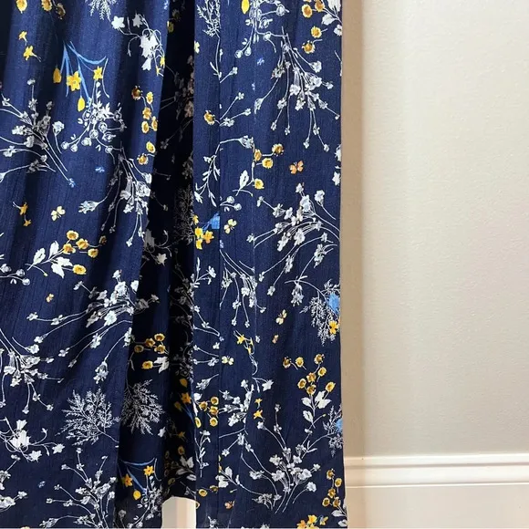 Lulus Sweet as Honeysuckle Navy Blue Floral Print Wrap Maxi Dress