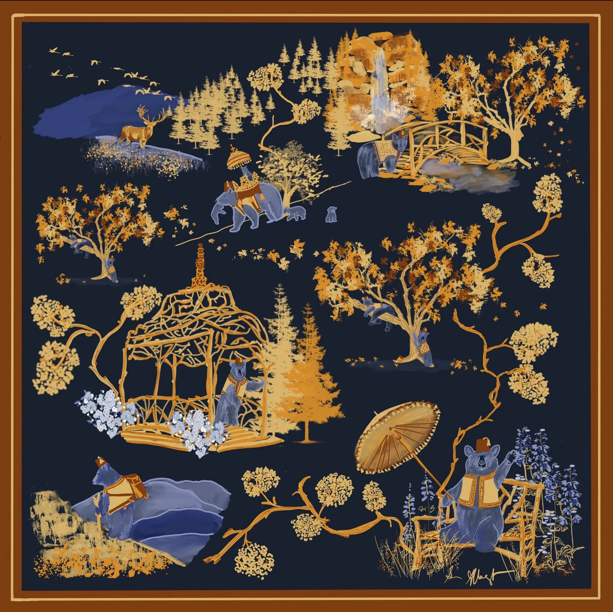 Luxe Silk Twill Scarf- Blue Ridge Scarf - Cream or Midnight