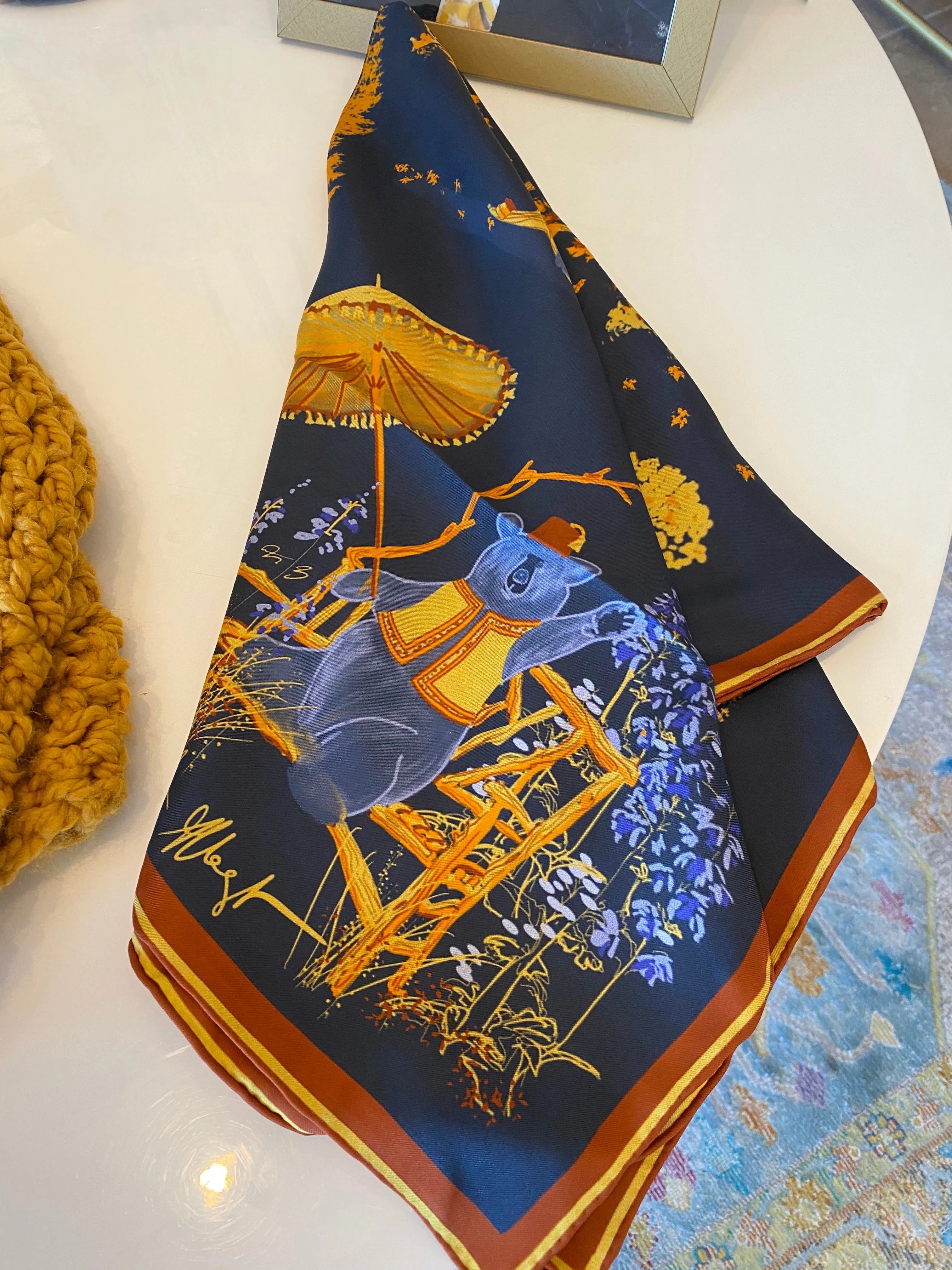 Luxe Silk Twill Scarf- Blue Ridge Scarf - Cream or Midnight