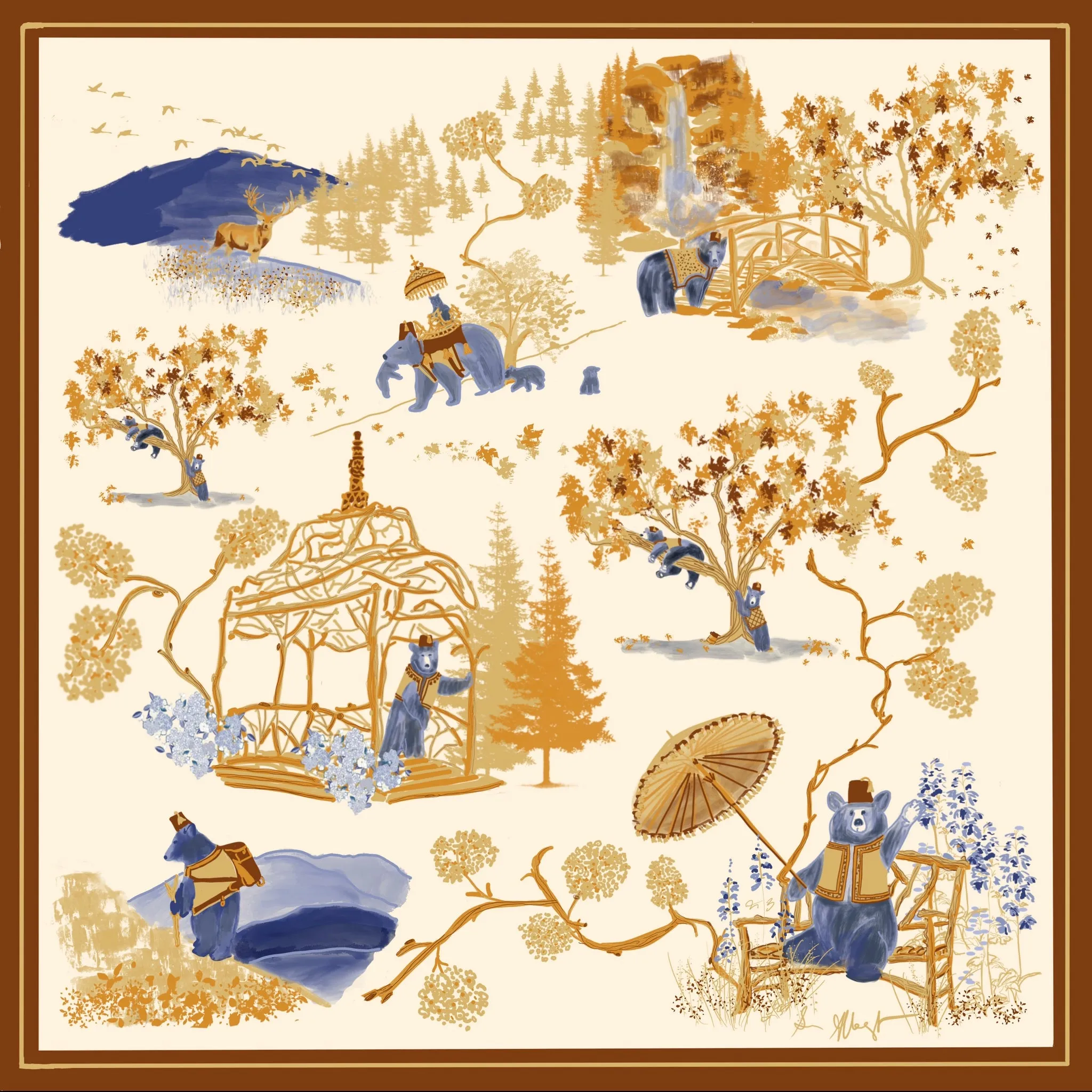 Luxe Silk Twill Scarf- Blue Ridge Scarf - Cream or Midnight