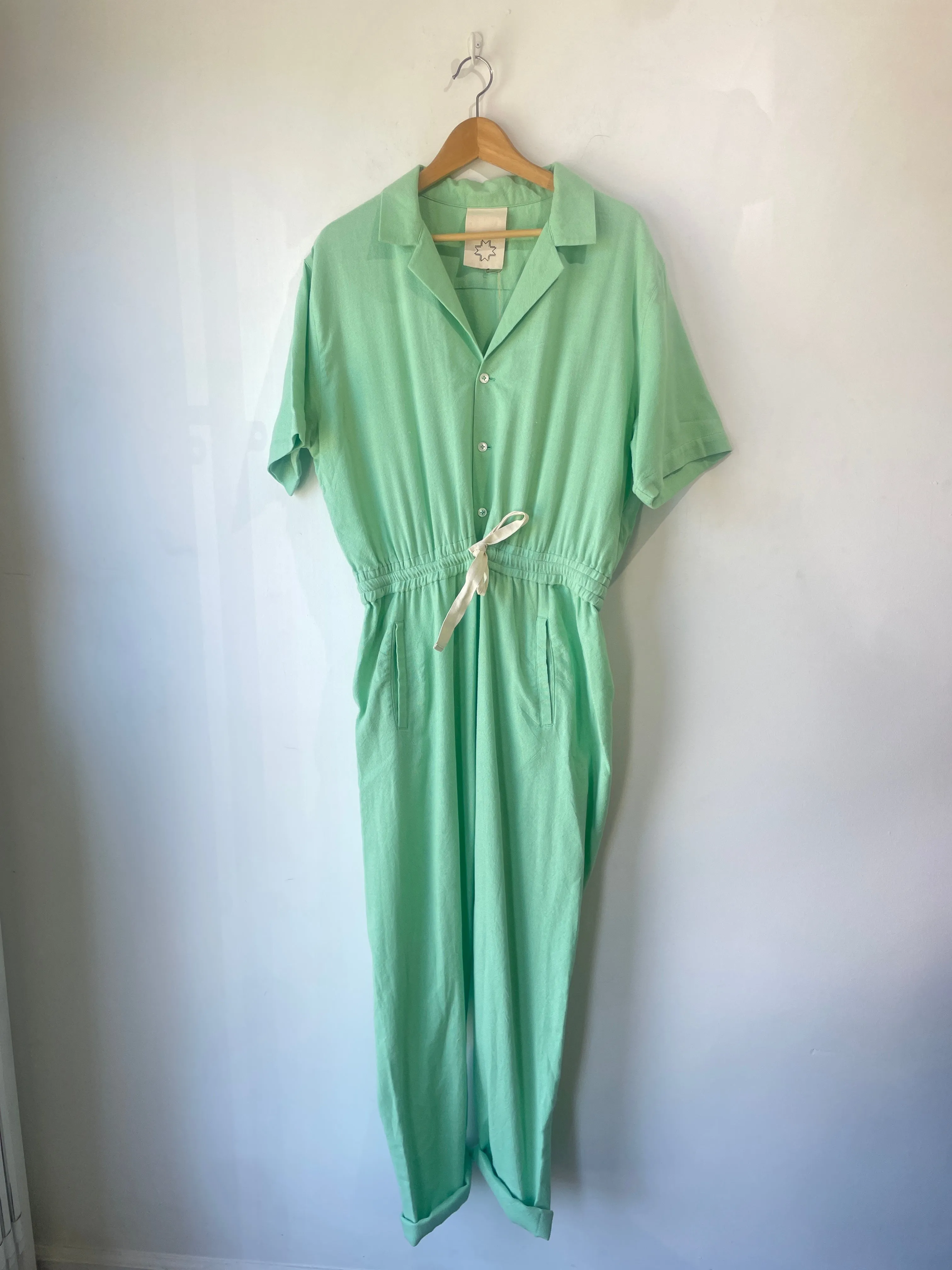 LWN Mint Green Cotton Jumpsuit