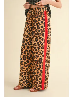 Macy Red & Leopard Print Pants