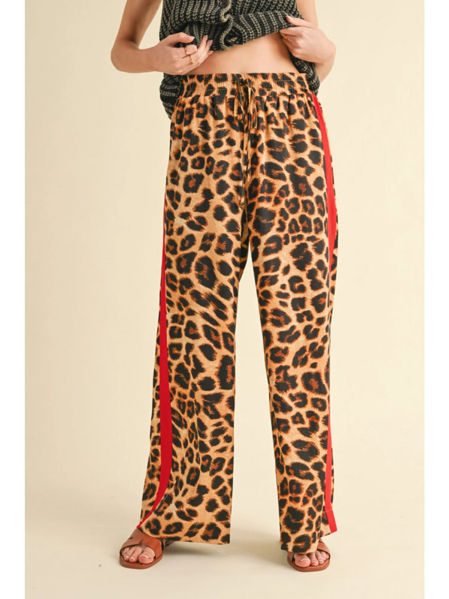 Macy Red & Leopard Print Pants