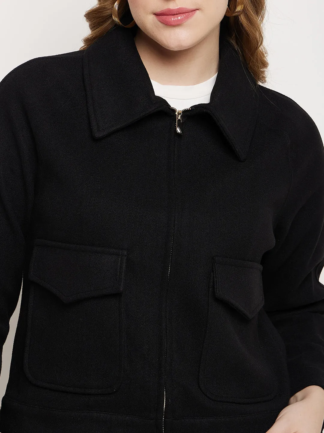 Madame Black Front Pocket Shacket