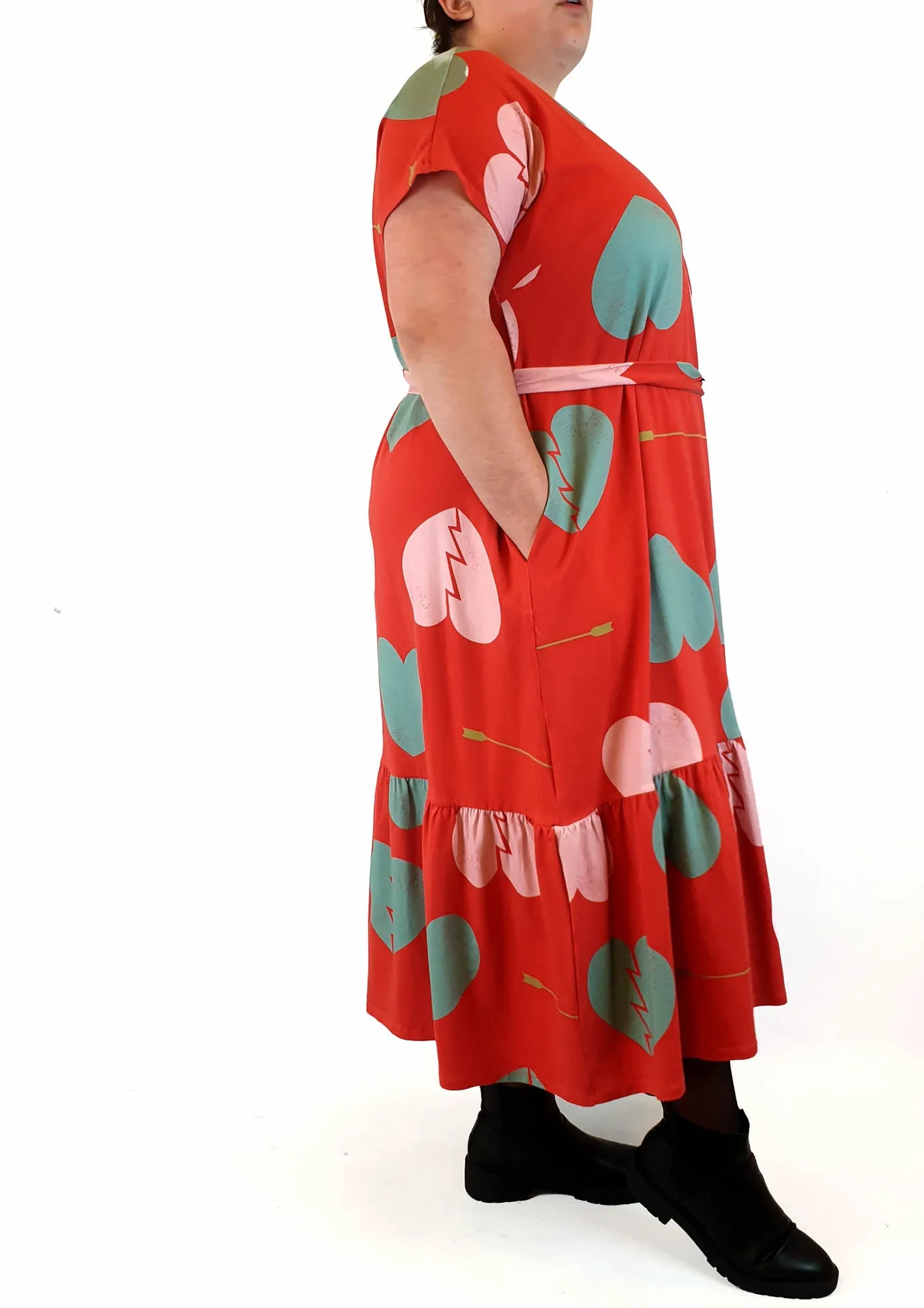 Made590 red heart print dress size 3X