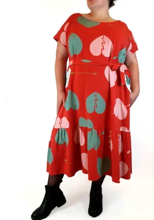 Made590 red heart print dress size 3X