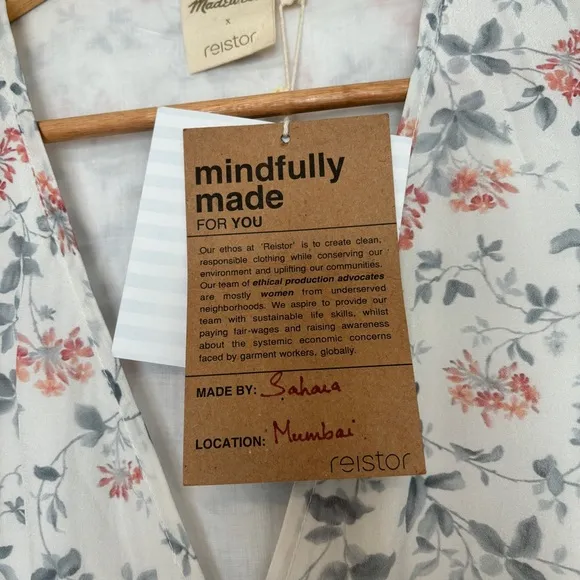 Madewell x Reistor womens ivory Floral Wrap Maxi Dress size medium NWT