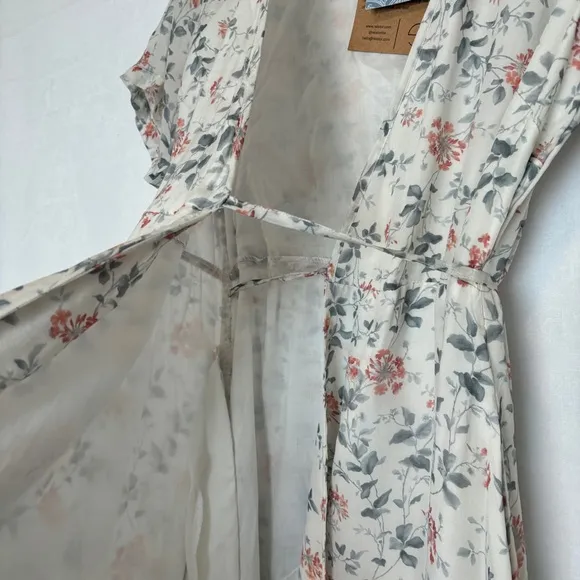 Madewell x Reistor womens ivory Floral Wrap Maxi Dress size medium NWT