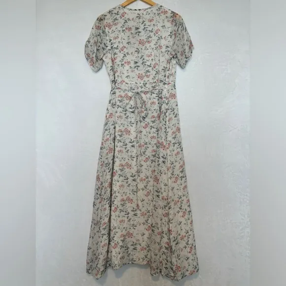 Madewell x Reistor womens ivory Floral Wrap Maxi Dress size medium NWT