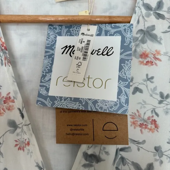 Madewell x Reistor womens ivory Floral Wrap Maxi Dress size medium NWT
