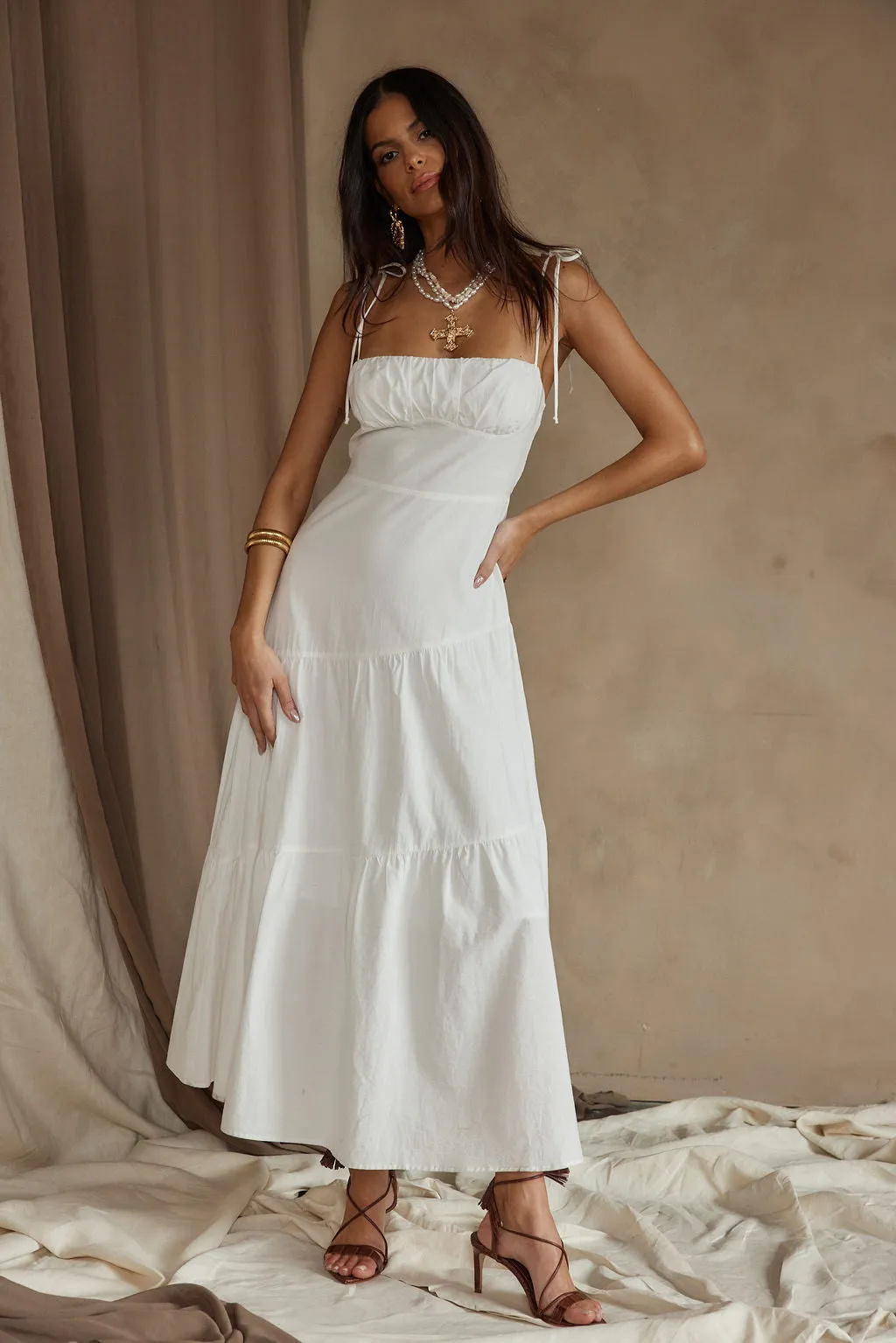 Magnolia White Linen Maxi Dress