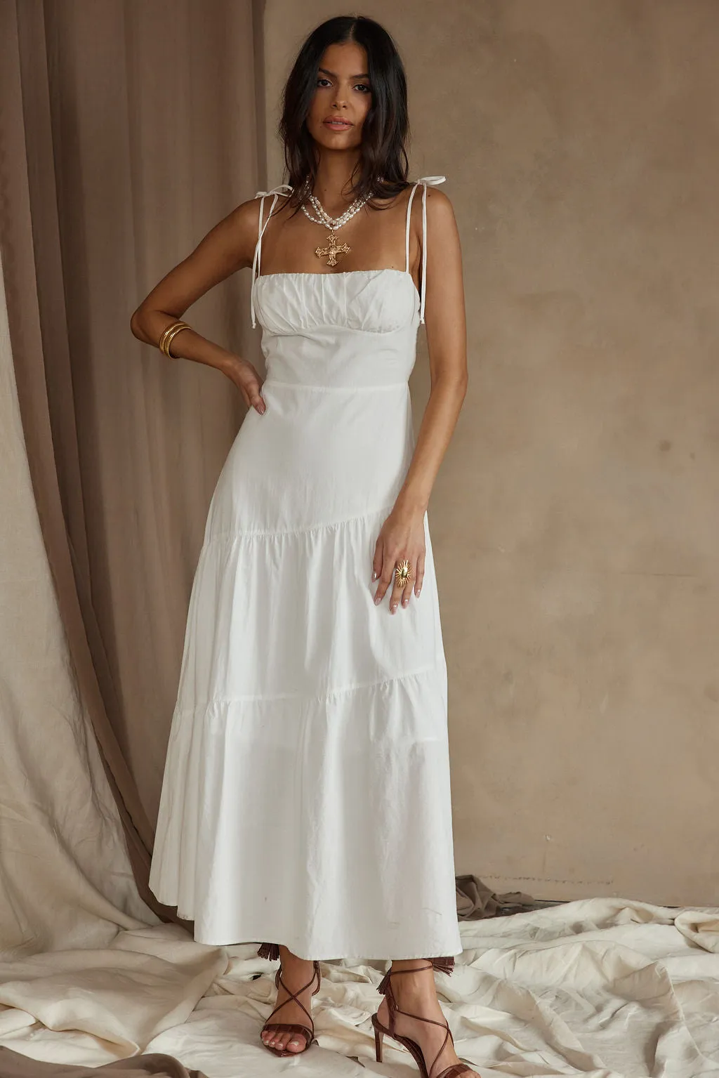 Magnolia White Linen Maxi Dress