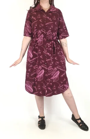Magpie Goose deep red print dress size 14, best fits 12-14