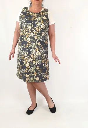 Maha She blue floral sleeveless dress size 18