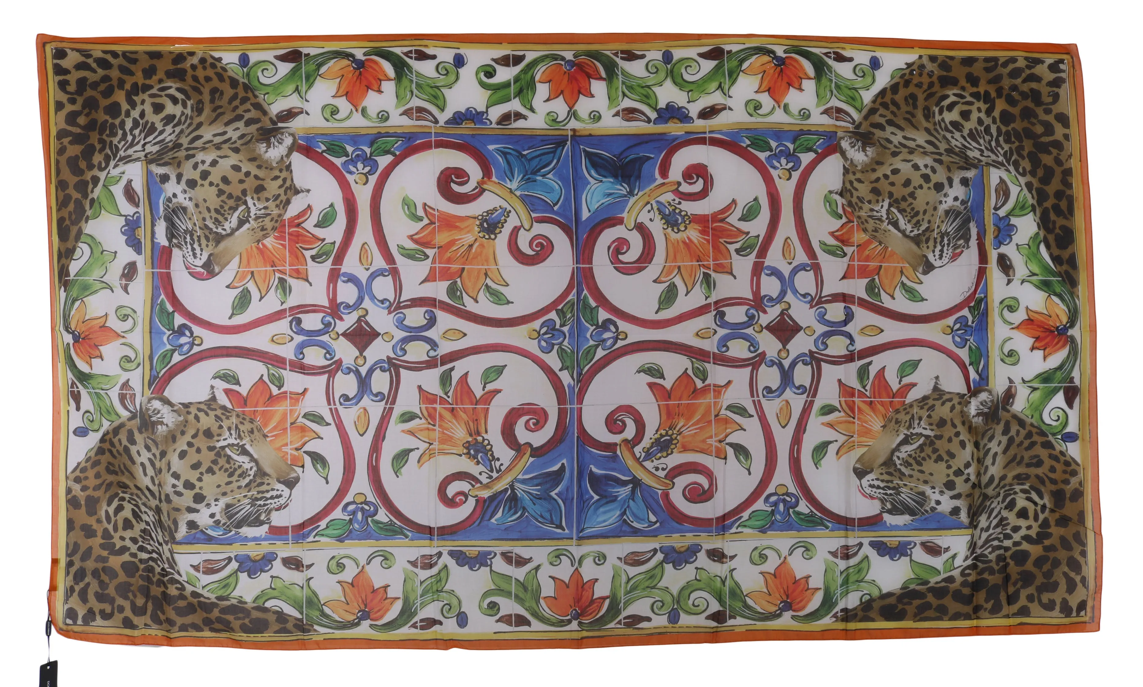 Majolica Leopard Cotton Wrap Shawl Scarf