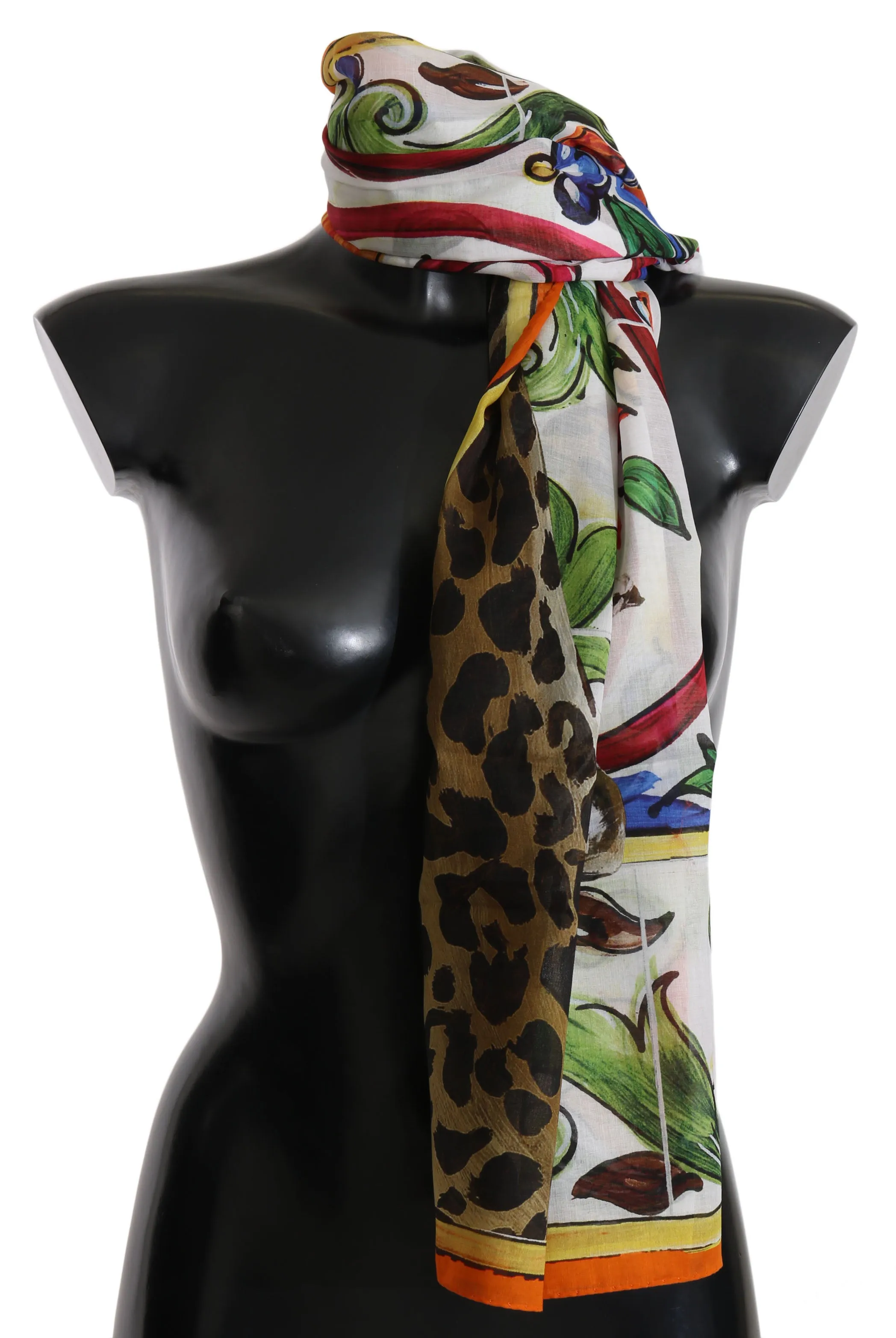 Majolica Leopard Cotton Wrap Shawl Scarf
