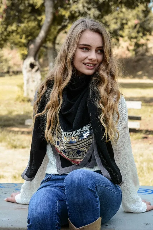 MAKAYLA EMBELLISHED SCARF BLACK