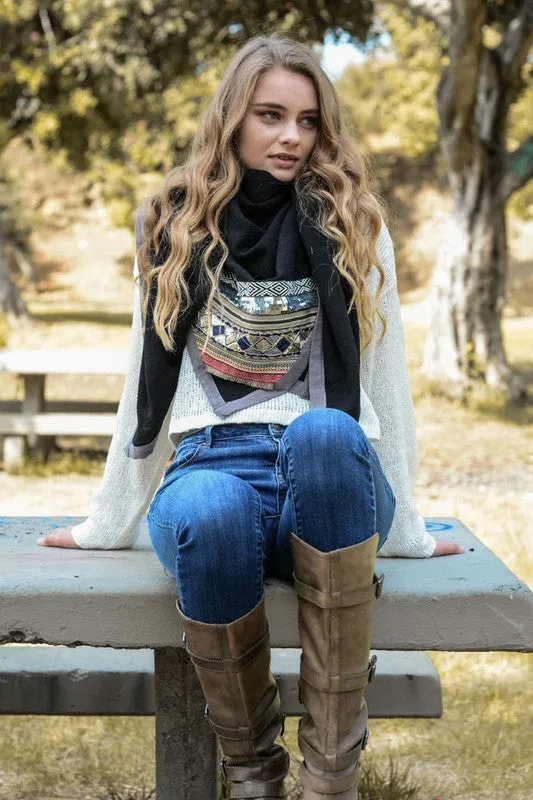 MAKAYLA EMBELLISHED SCARF BLACK
