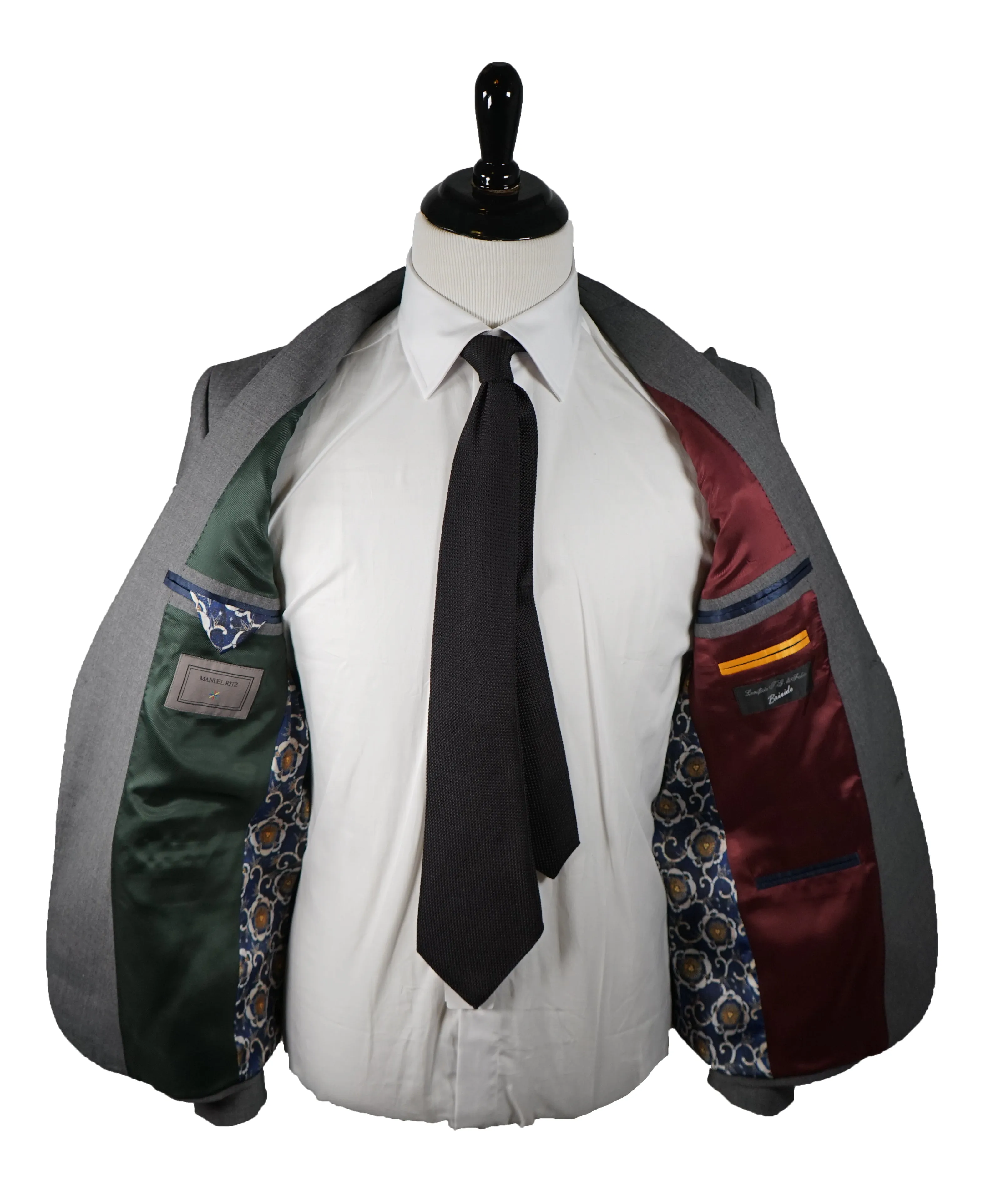 MANUEL RITZ - Wide Peak Lapel Solid Light Gray Suit - 40S