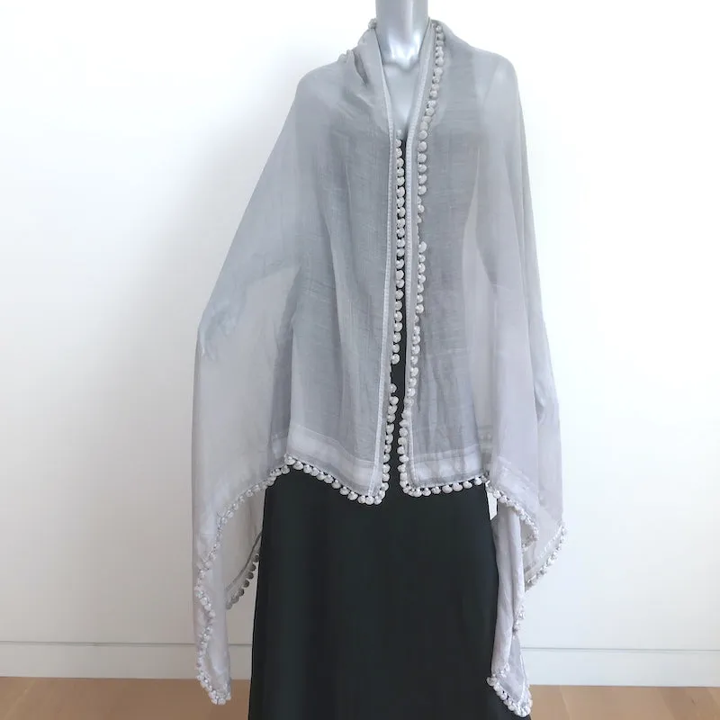 Matta Dupatta Shawl Scarf Light Gray Cotton-Silk