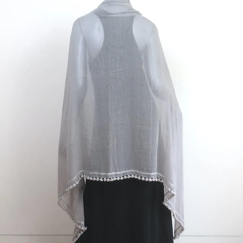 Matta Dupatta Shawl Scarf Light Gray Cotton-Silk