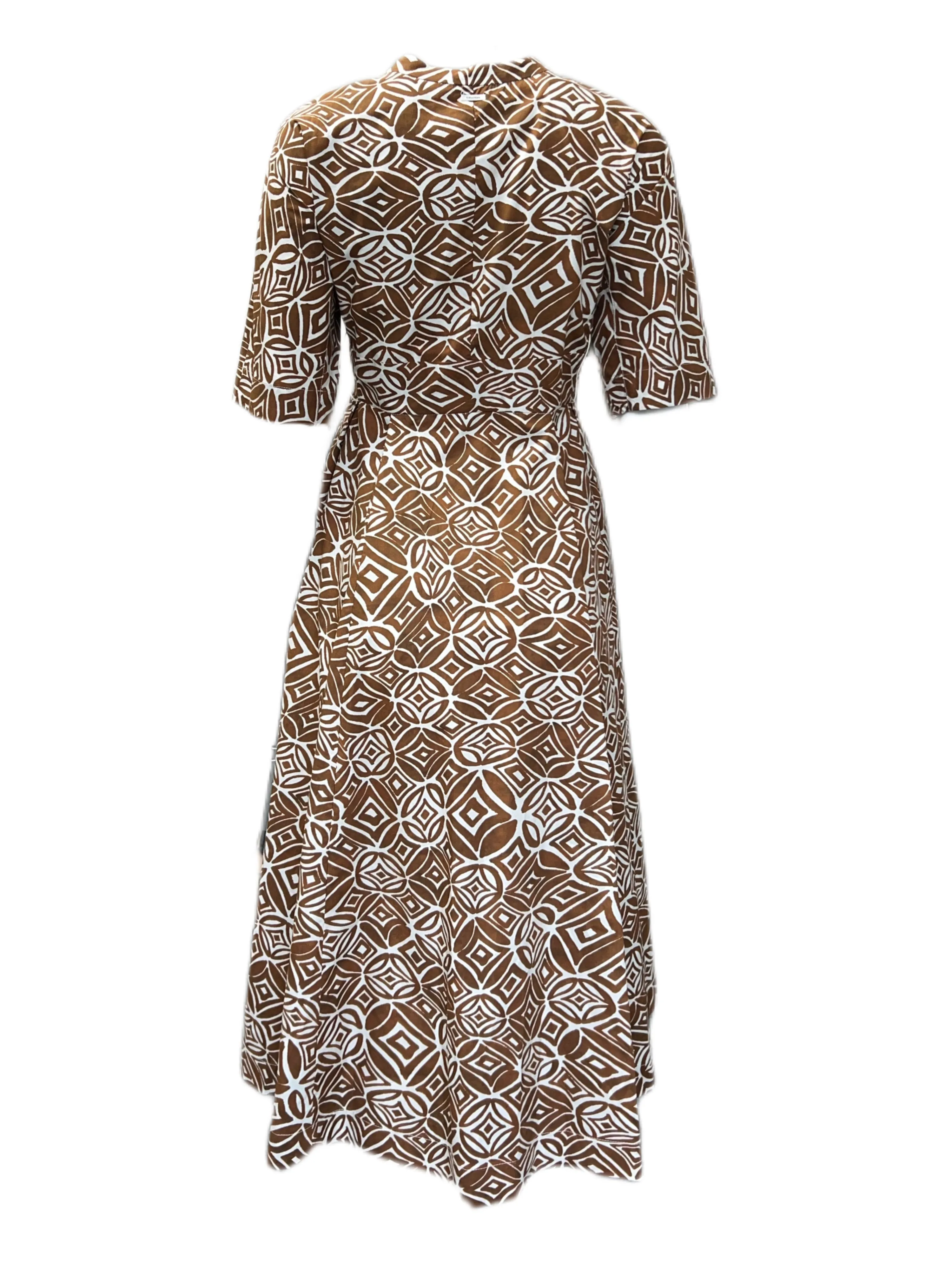 Max Mara Women's Tobacco Dorico Cotton A Line Dress Size 8 NWT
