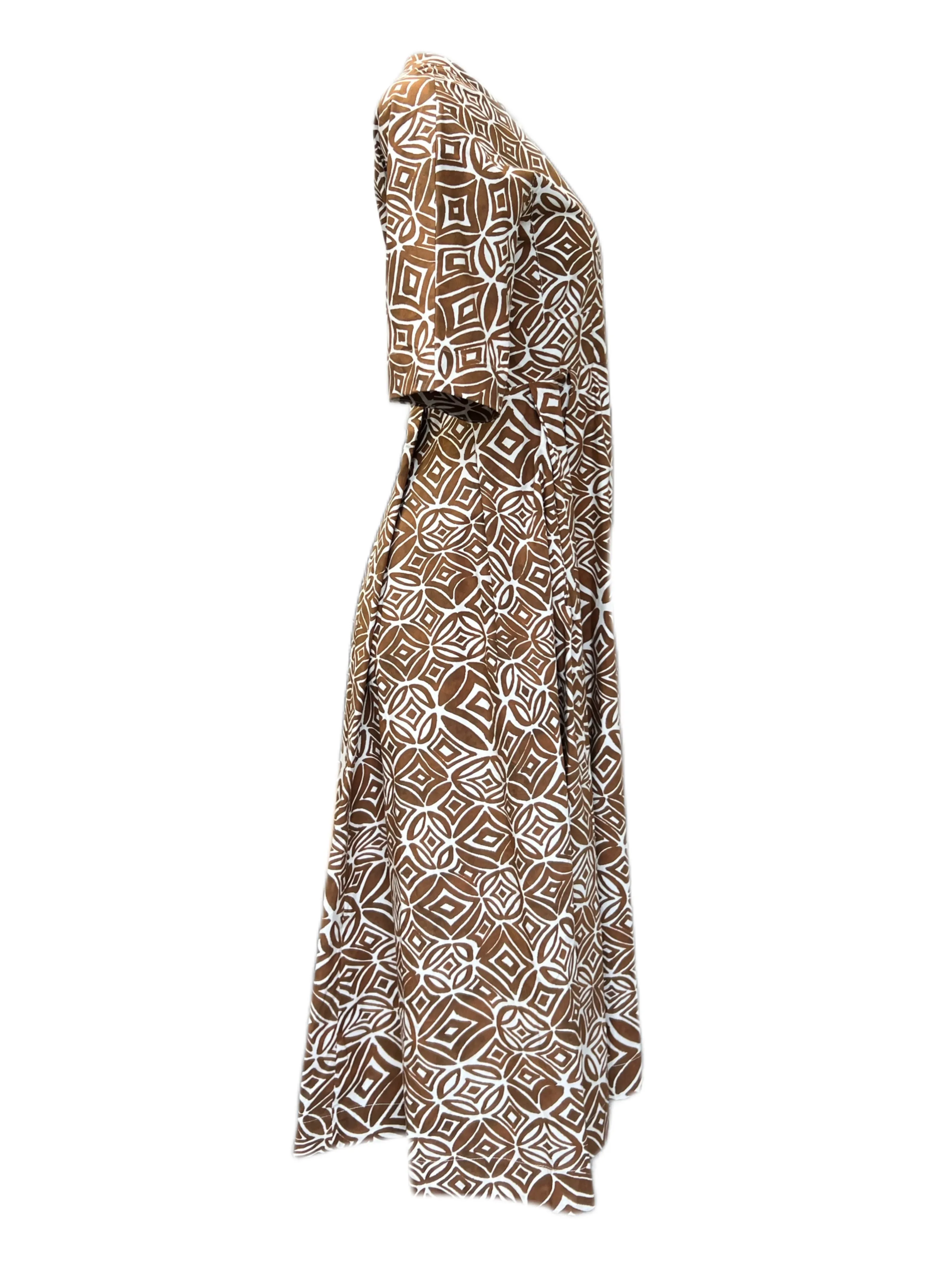 Max Mara Women's Tobacco Dorico Cotton A Line Dress Size 8 NWT