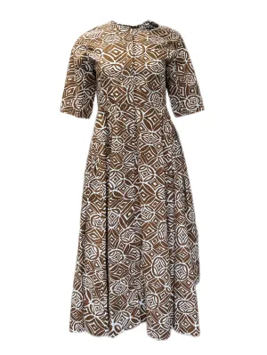 Max Mara Women's Tobacco Dorico Cotton A Line Dress Size 8 NWT