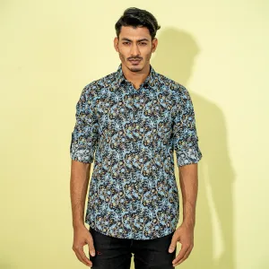Mens Black-Navy Floral Shirt
