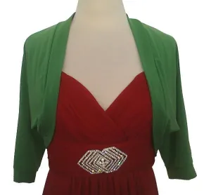 Mid Length Green Bolero Jacket Stretch Shrug Bridal Wedding Jacket
